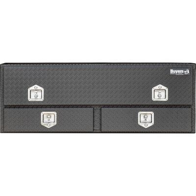 Image showing 6 th Buyers Products 60 in. Diamond Tread Aluminum Contractor Pick-Up Truck Tool Box with Drawers, Matte Black