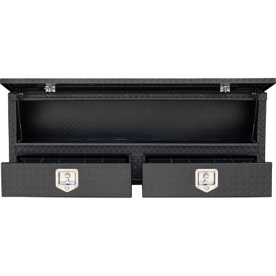 Image showing 8 th Buyers Products 60 in. Diamond Tread Aluminum Contractor Pick-Up Truck Tool Box with Drawers, Matte Black