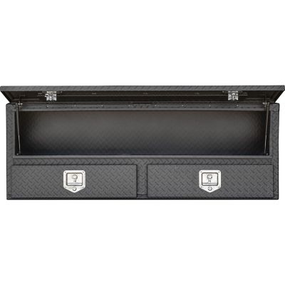 Image showing 5 th Buyers Products 21 x 13 x 72 in. Matte Black Diamond Tread Aluminum Pick-Up Truck Contractor with Lower Drawers Topsider