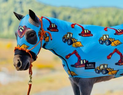 Image showing  Orange Excavator Miniature Horse Lycra Body Suit Prints