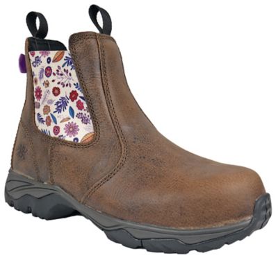 Moxie Trades Women's Angel Distressed Full Grain Leather Composite Safety Toe Chelsea Pull- On Work Boot