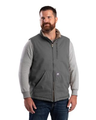 Berne Men's Heartland Sherpa-Lined Washed Duck Vest, 3XL,Black at