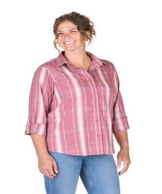 Berne Women's Flex180 Degree UPF Button Down Plaid Long Sleeve Shirt