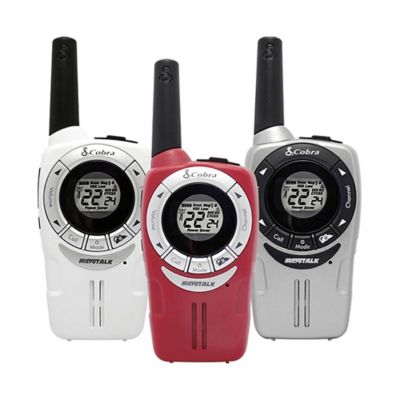 Cobra MicroTALK SOHO Series Walkie Talkies, 25 Mile Range, White, Red, and Gray, 3-Pack