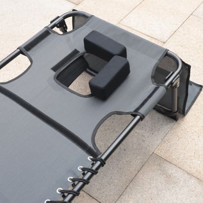 Image showing 7 th Veikous Chaise Lounge Chairs for Outside Tanning Chair with Face Hole and Side Pocket, 2-Pack