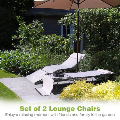 Image showing 5 th Veikous Chaise Lounge Chairs for Outside Tanning Chair with Face Hole and Side Pocket, 2-Pack