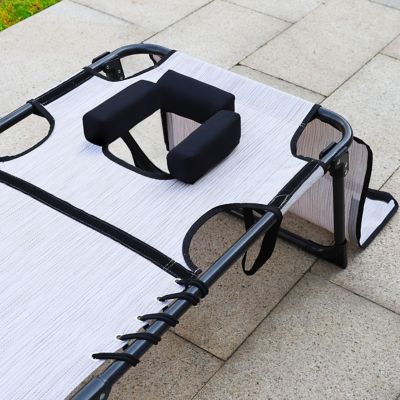 Image showing 7 th Veikous Chaise Lounge Chairs for Outside Tanning Chair with Face Hole and Side Pocket, 2-Pack