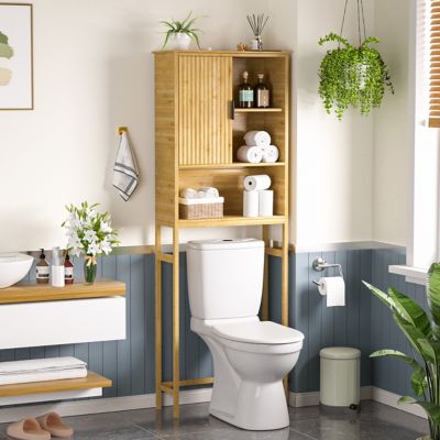 Image showing  Bathroom Over-the-Toilet Storage with Open Shelf in Yellow