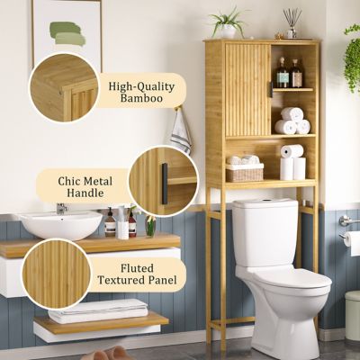 Image showing  Bathroom Over-the-Toilet Storage with Open Shelf in Yellow