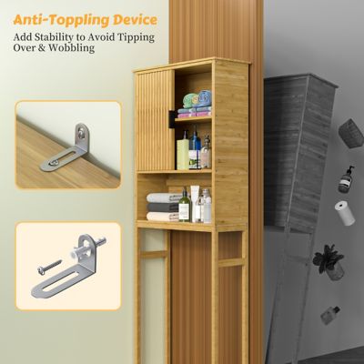 Image showing  Bathroom Over-the-Toilet Storage with Open Shelf in Yellow