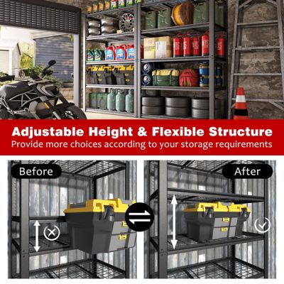 Image showing  5-Shelf 48.43 W x 72.05 H x 23.98 D in. Steel Garage Storage Shelving Unit, Standard Bookcase with Open Storage