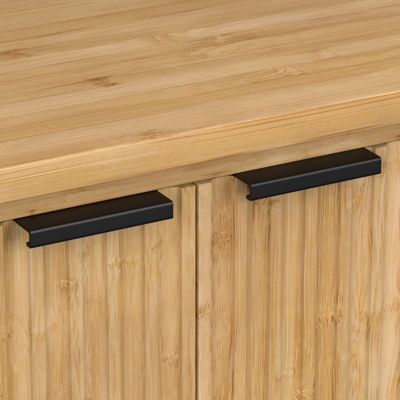 Image showing 8 th Veikous 47.4 in. 3-Compartment Bamboo Sideboard Buffet Accent Storage Cabinet with Fluted Doors