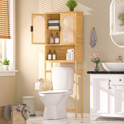 Image showing  Bathroom Over-the-Toilet Storage Cabinet with Open Shelf, Natural