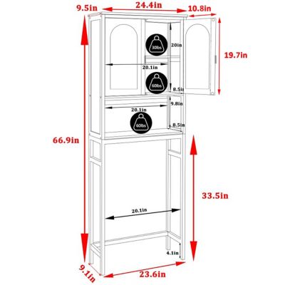 Image showing  Bathroom Over-the-Toilet Storage Cabinet with Open Shelf, Natural