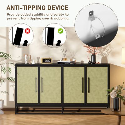 Image showing  4-Door Accent Buffet Storage Cabinet, 61.5 in. W x 33 in. H x 15.4 in. D