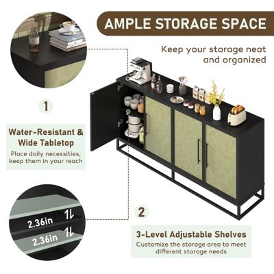 Image showing  4-Door Accent Buffet Storage Cabinet, 61.5 in. W x 33 in. H x 15.4 in. D