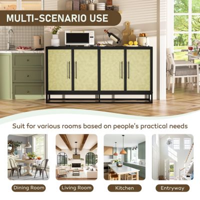 Image showing 7 th Veikous 4-Door Accent Buffet Storage Cabinet, 61.5 in. W x 33 in. H x 15.4 in. D