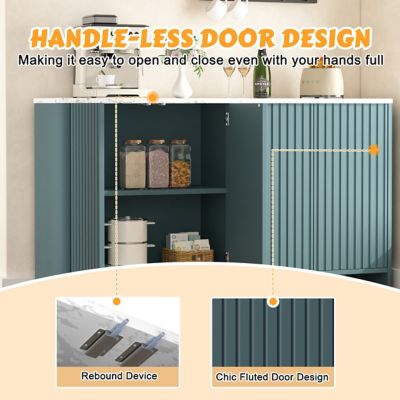 Image showing  Blue 60.24 in. W Accent Storage Cabinet Sideboard with Adjustable Shelves and Fluted Doors