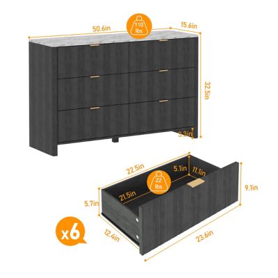 Image showing  6-Drawer Storage Cabinet Dresser for Bedrooms