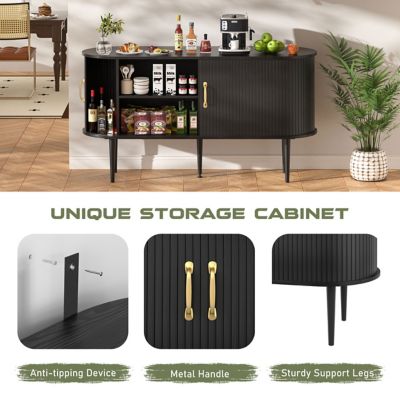 Image showing  Sideboard Buffet Cabinet with Doors Storage Cabinet for Living Dining Room Kitchen, Black