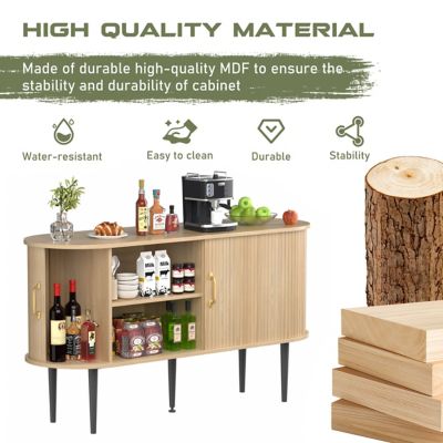 Image showing  55 in. TV Stand Fits TV's up to 65 in. with 2-Sliding Tambour Door and Curved Side Cabinet