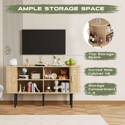 Image showing  55 in. TV Stand Fits TV's up to 65 in. with 2-Sliding Tambour Door and Curved Side Cabinet