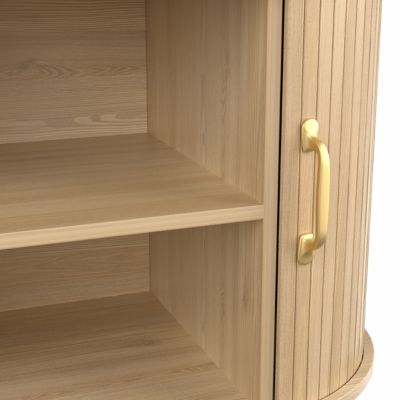 Image showing 8 th Veikous 55 in. TV Stand Fits TV's up to 65 in. with 2-Sliding Tambour Door and Curved Side Cabinet