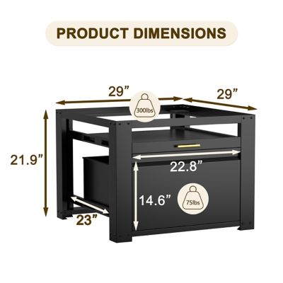 Image showing  Laundry Pedestal Washer Dryer Pedestal Washing Machine Stand Cabinet, Black