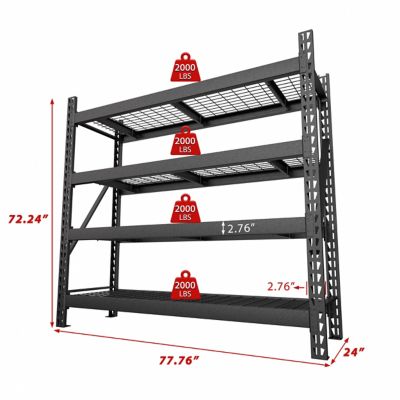 Image showing  72 in. 4-Tier Metal Heavy-Duty Adjustable Garage Shelving Unit Standard in Black