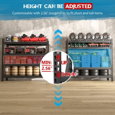 Image showing  72 in. 4-Tier Metal Heavy-Duty Adjustable Garage Shelving Unit Standard in Black