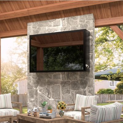 Image showing  43 in. W Metal Outdoor TV Enclosure Cabinet, Patio TV Furniture Cover with Lock and TV Mount