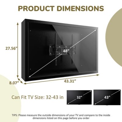 Image showing  43 in. W Metal Outdoor TV Enclosure Cabinet, Patio TV Furniture Cover with Lock and TV Mount