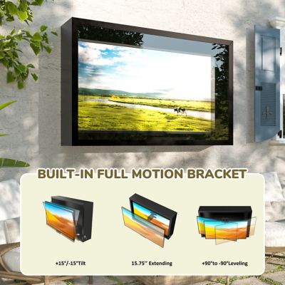 Image showing  43 in. W Metal Outdoor TV Enclosure Cabinet, Patio TV Furniture Cover with Lock and TV Mount