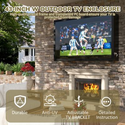 Image showing 6 th Veikous 43 in. W Metal Outdoor TV Enclosure Cabinet, Patio TV Furniture Cover with Lock and TV Mount