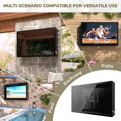 Image showing 8 th Veikous 43 in. W Metal Outdoor TV Enclosure Cabinet, Patio TV Furniture Cover with Lock and TV Mount