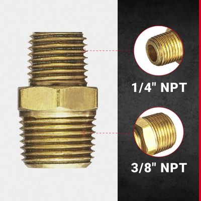 Image showing  1/4 in. MNPT x 3/8 in. MNPT Hex Nipple Hose Fitting, 2 pc.
