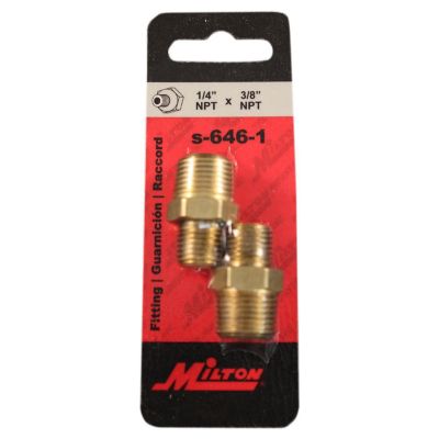 Image showing  1/4 in. MNPT x 3/8 in. MNPT Hex Nipple Hose Fitting, 2 pc.