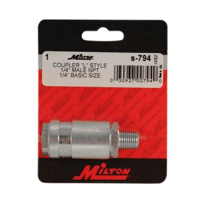 Image showing 1 th Milton 1/4 in. MNPT L-Style Coupler
