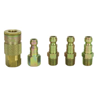 Milton 1/4 in. NPT T-Style Coupler and Plug, 5 pc. Kit