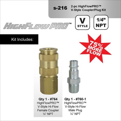 Image showing  1/4 in. NPT HighFlowPro V-Style Coupler and Plug Kit