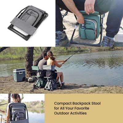 Image showing  Backpackable Fishing and Camp Chair with Backrest and 25-Can Cooler, Gray