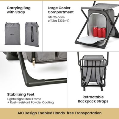 Image showing  Backpackable Fishing and Camp Chair with Backrest and 25-Can Cooler, Gray
