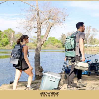 Image showing 6 th Arrowhead Outdoor Backpackable Fishing and Camp Chair with Backrest and 25-Can Cooler, Gray