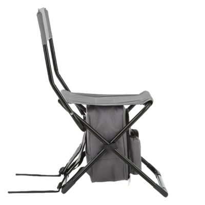 Image showing 8 th Arrowhead Outdoor Backpackable Fishing and Camp Chair with Backrest and 25-Can Cooler, Gray