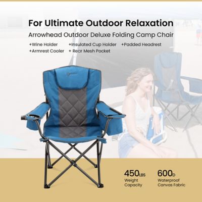 Image showing  Portable Folding Camping Quad Chair with 6-Can Armrest Cooler