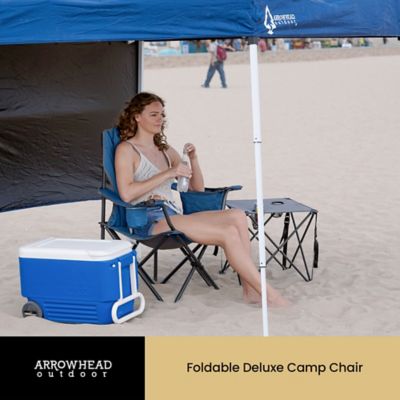 Image showing  Portable Folding Camping Quad Chair with 6-Can Armrest Cooler