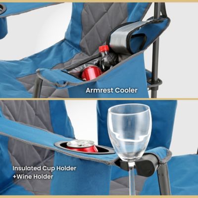 Image showing  Portable Folding Camping Quad Chair with 6-Can Armrest Cooler