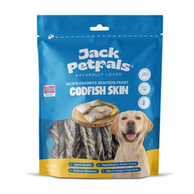 Jack PetPals Favorite Crafted Seafood Feast Codfish Skin Dog Treats, 6 oz.