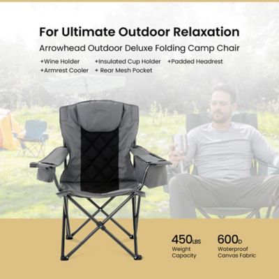 Image showing  Portable Folding Camping Quad Chair with 6-Can Armrest Cooler