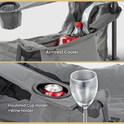 Image showing  Portable Folding Camping Quad Chair with 6-Can Armrest Cooler